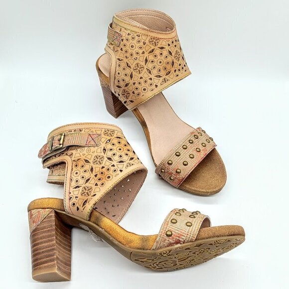 L'Artiste Spring Step Bernadette Leather Studded Sandals 40 - Picture 6 of 9